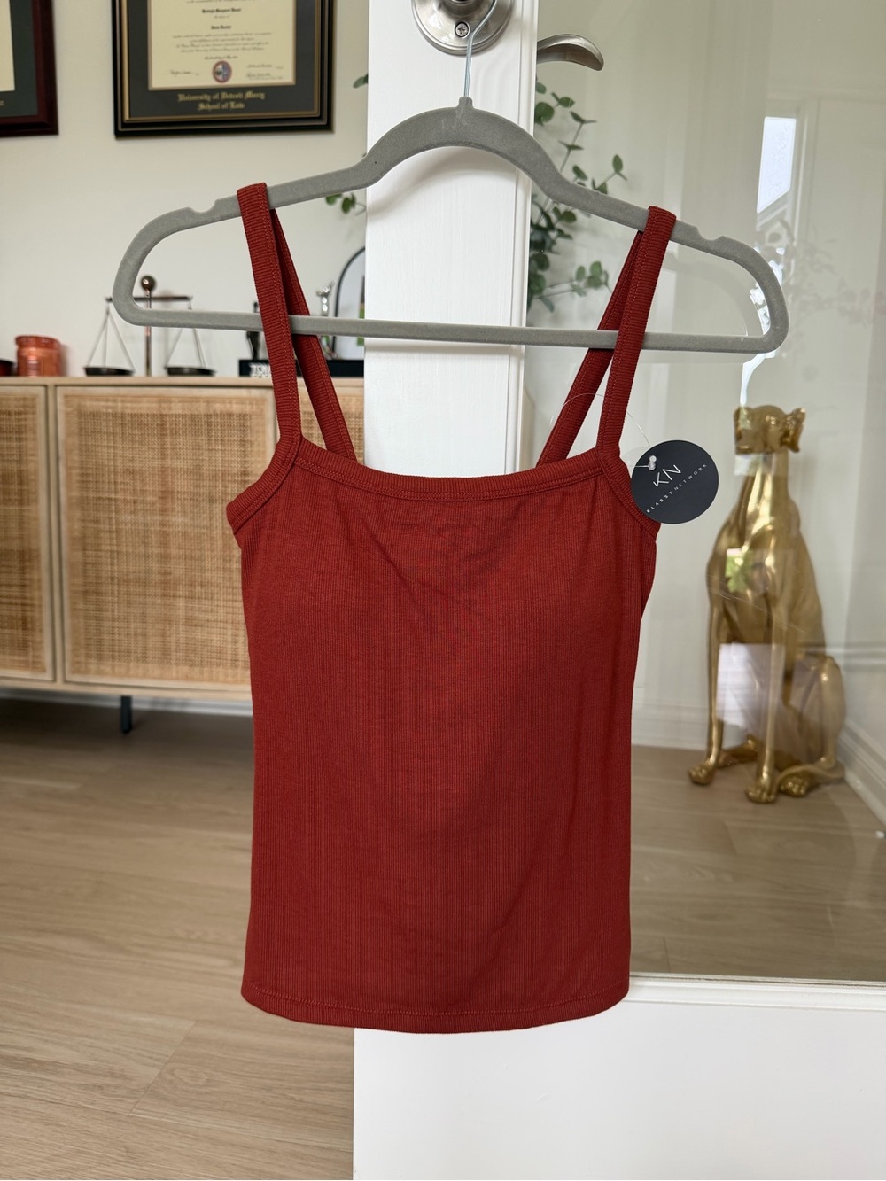 NWT Klassy Network Square Neck full length Ribbed Cami - Rust
